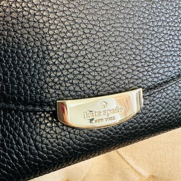 Kate Spade Black Callie Trifold Wallet Mulberry Street Leather Black Pre-Owned - Picture 2 of 7